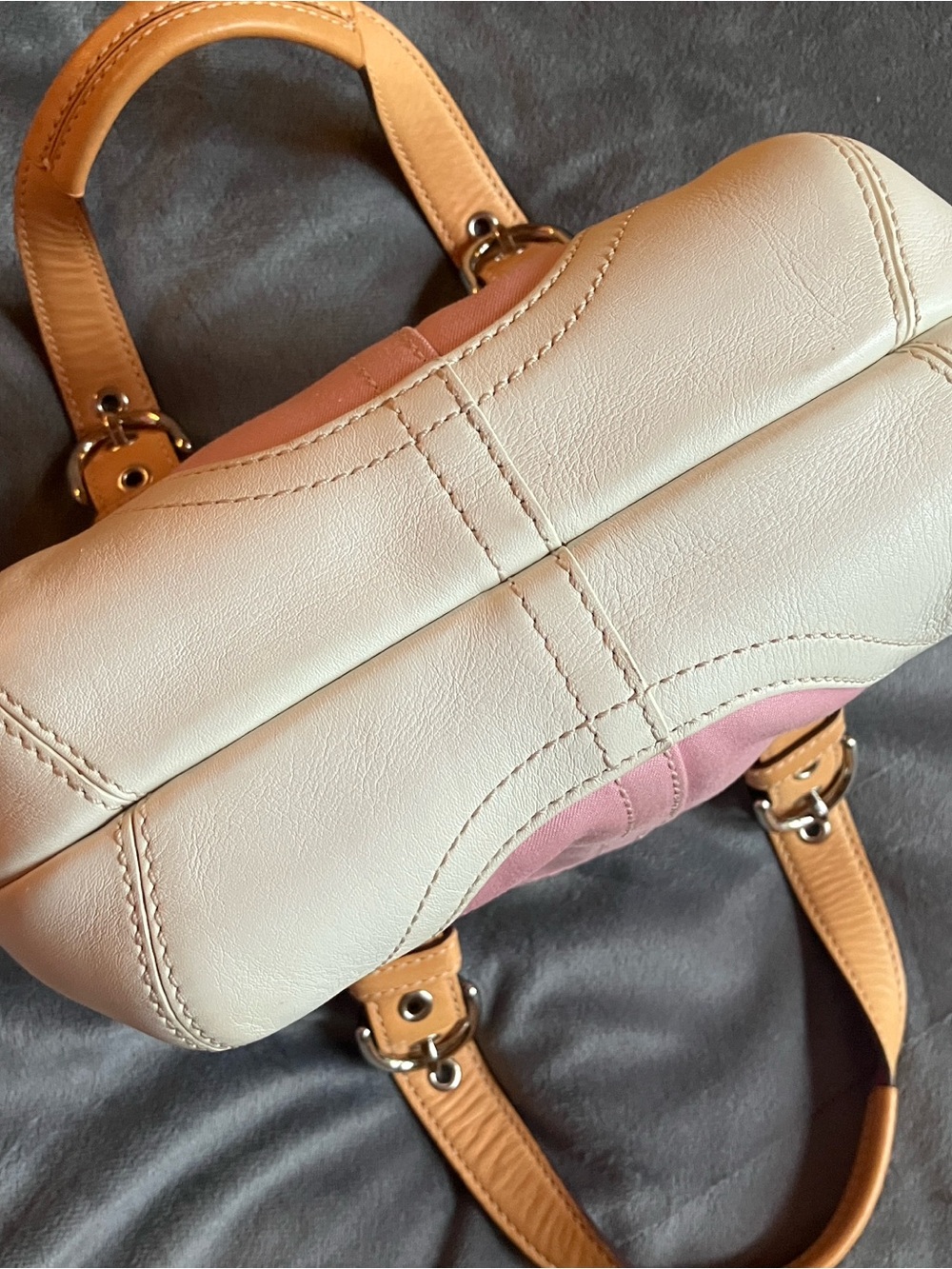 Coach Mini Pink Canvas Tote with Cream Accents - Picture 5 of 8